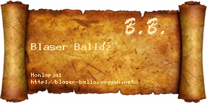 Blaser Balló névjegykártya